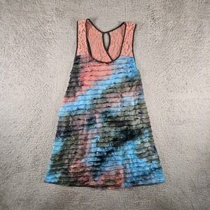 Pretty Angel Top Womens S Multicolor Ombre Lace Ruffle Racerback‎ Designer Boho